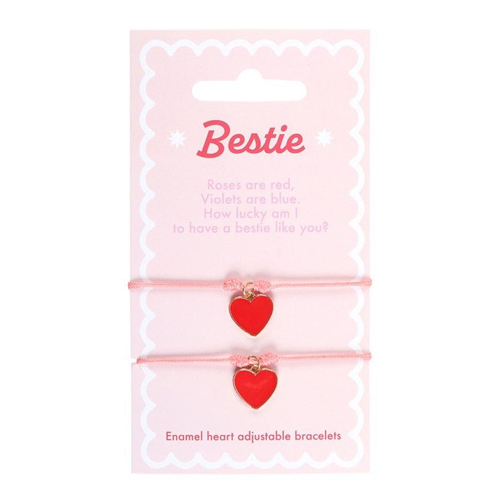 Pair of Besties Enamel Heart Charm Bracelets | Inspired Creative Gifts | UK Supplier