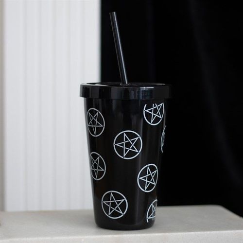 Pentagram Plastic Tumbler with Straw | Inspired Creative Gifts | UK Supplier