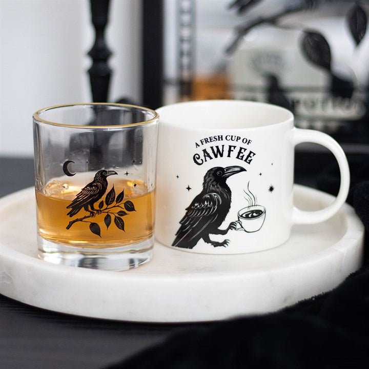 Perched Raven Drinking Glass | Inspired Creative Gifts | UK Supplier