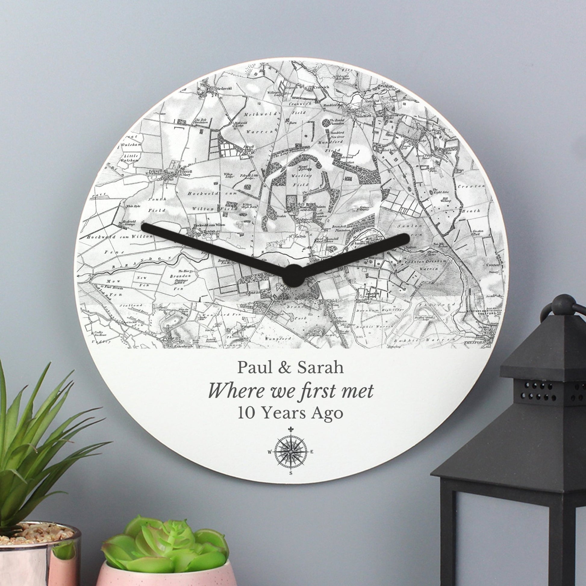 Personalised 1805 - 1874 Old Series Map Compass Wooden Clock | Inspired Creative Gifts | UK Supplier