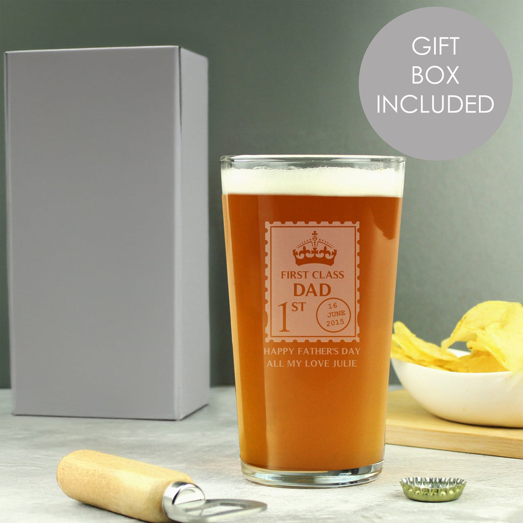 Personalised 1st Class Pint Glass | Inspired Creative Gifts | UK Supplier