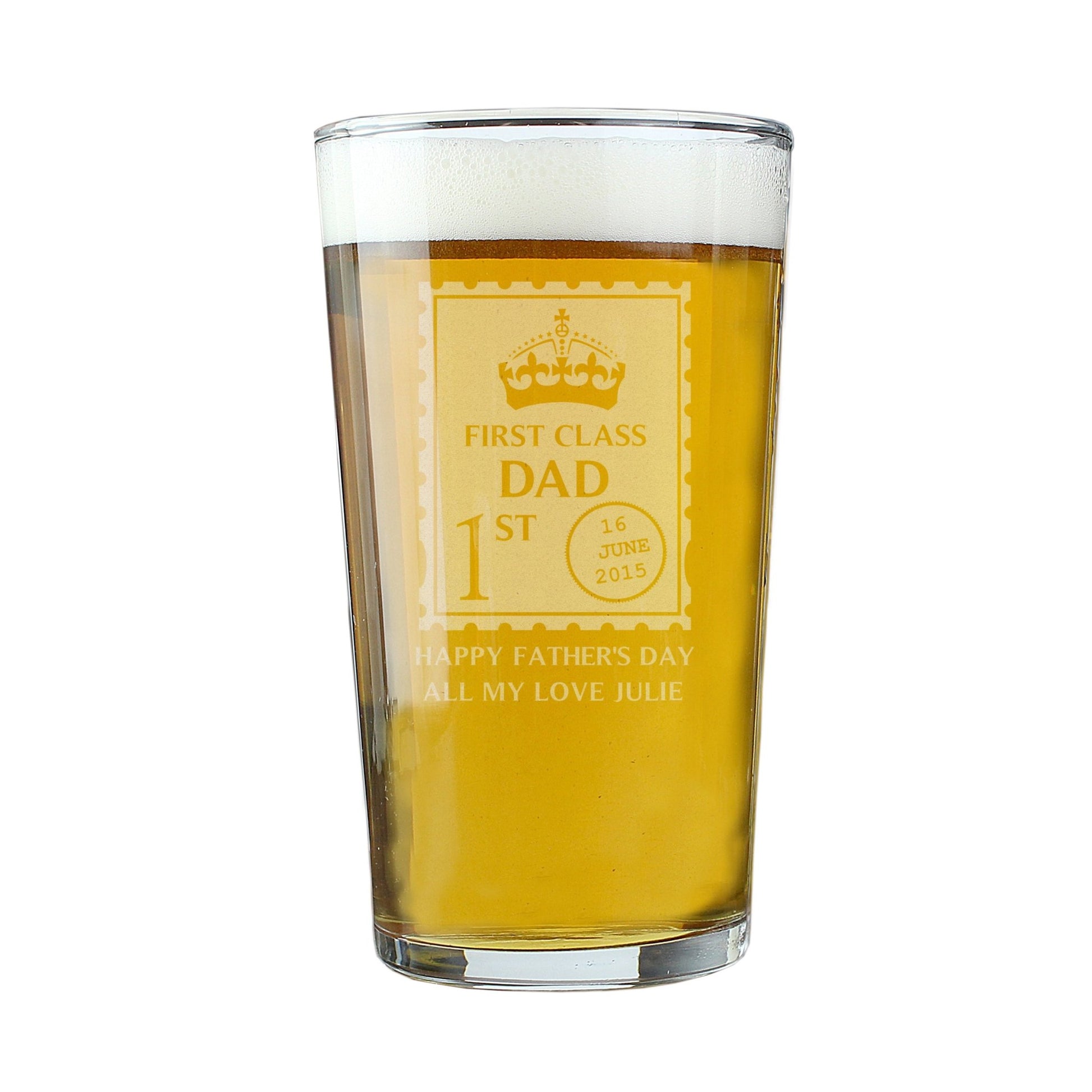 Personalised 1st Class Pint Glass | Inspired Creative Gifts | UK Supplier