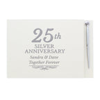 Personalised 25th Silver Anniversary Hardback Guest Book & Pen | Inspired Creative Gifts | UK Supplier