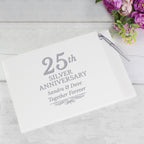 Personalised 25th Silver Anniversary Hardback Guest Book & Pen | Inspired Creative Gifts | UK Supplier