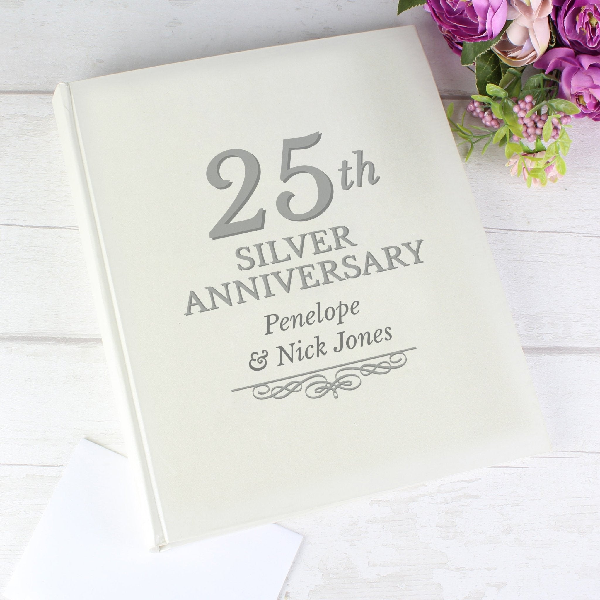 Personalised 25th Silver Anniversary Traditional Photo Album | Inspired Creative Gifts | UK Supplier