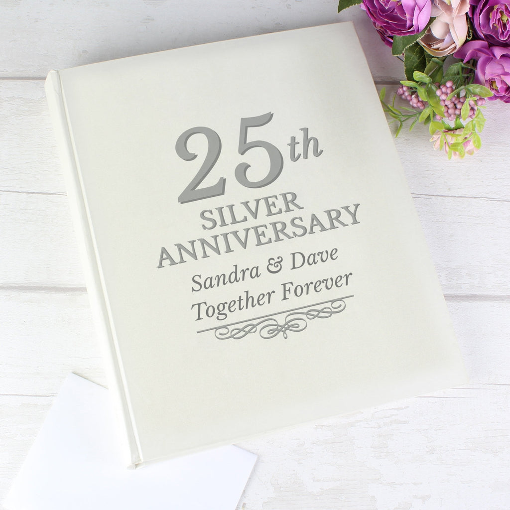 Personalised 25th Silver Anniversary Traditional Photo Album | Inspired Creative Gifts | UK Supplier