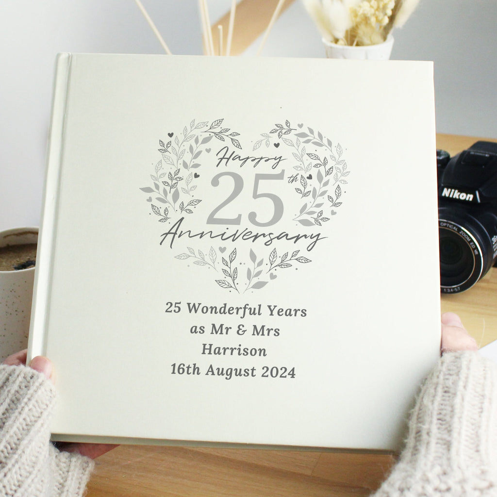 Personalised 25th Silver Wedding Anniversary Photo Album | Inspired Creative Gifts | UK Supplier