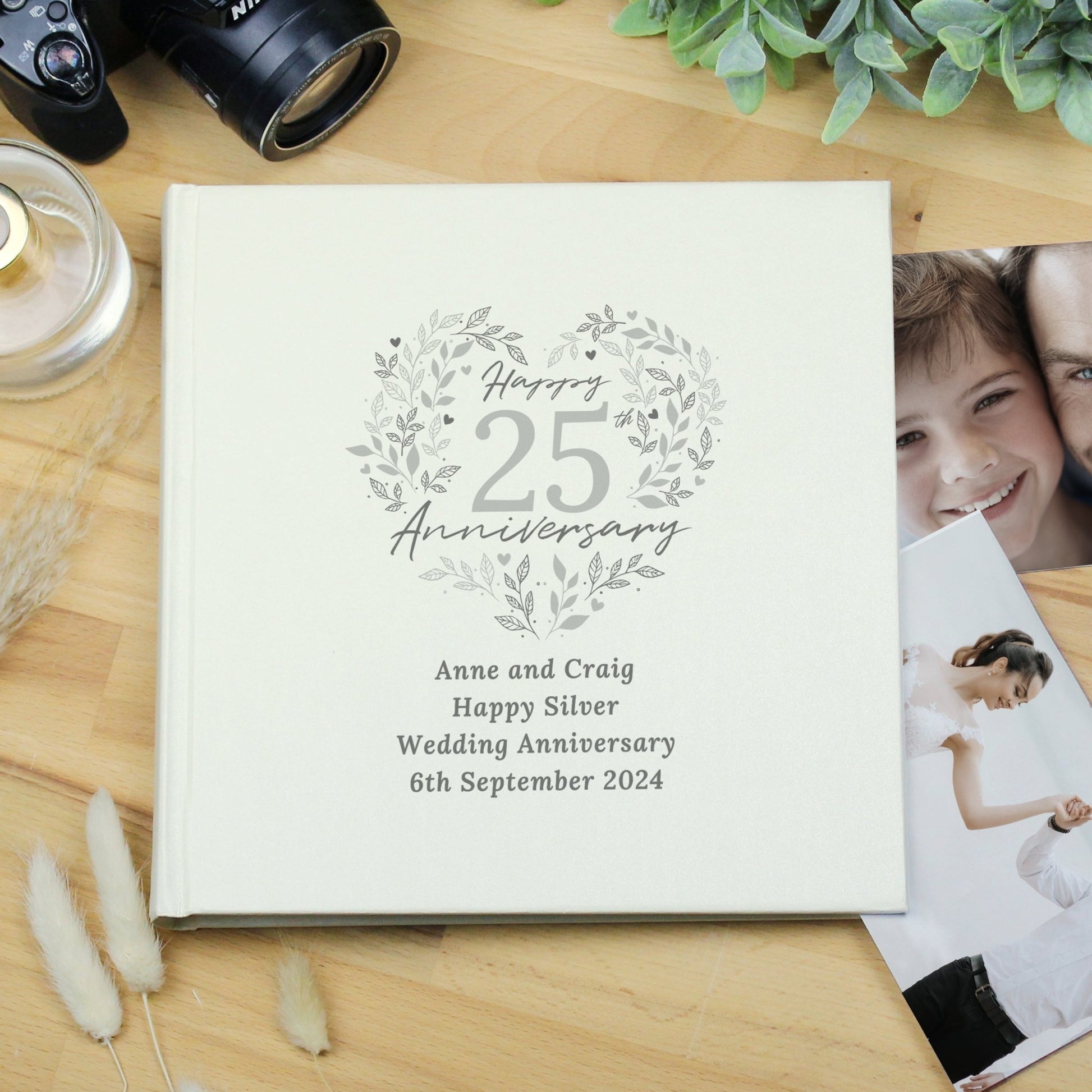 Personalised 25th Silver Wedding Anniversary Photo Album | Inspired Creative Gifts | UK Supplier