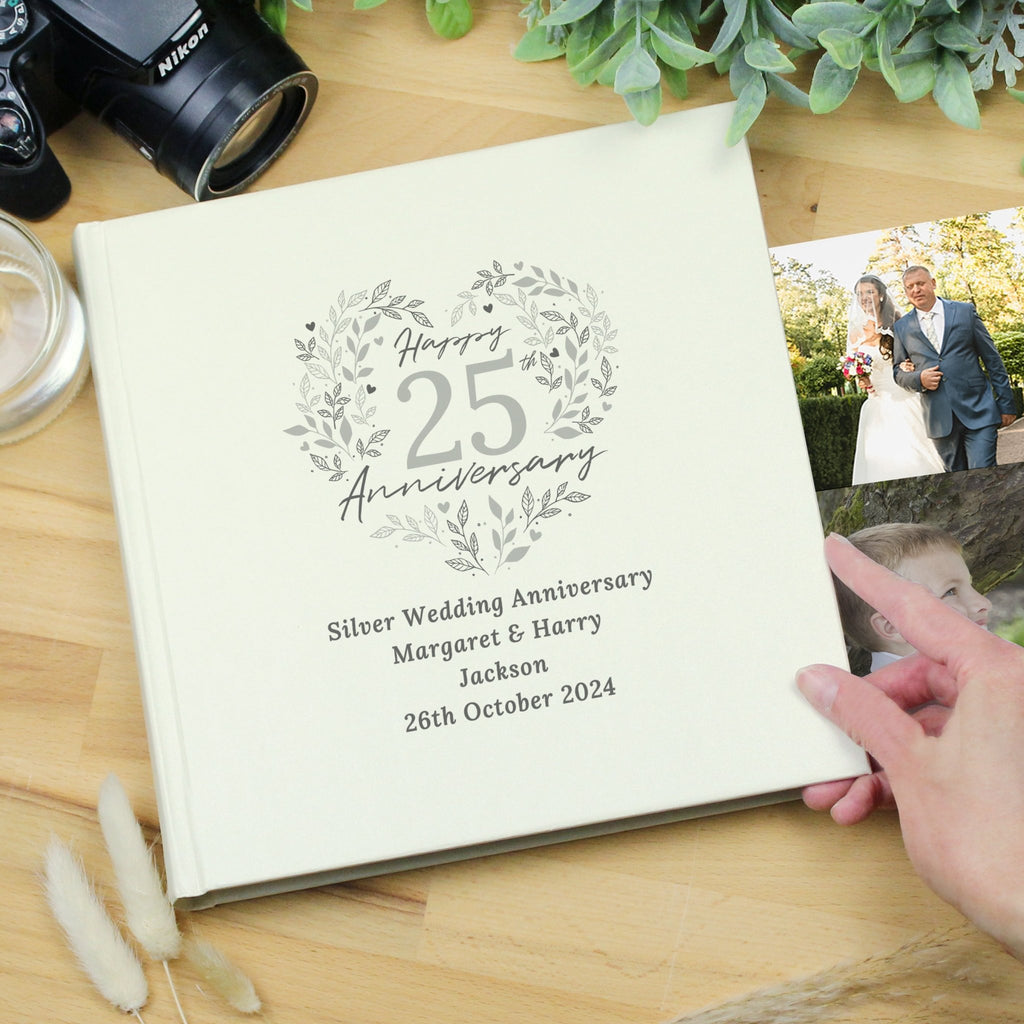 Personalised 25th Silver Wedding Anniversary Photo Album | Inspired Creative Gifts | UK Supplier