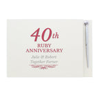Personalised 40th Ruby Anniversary Hardback Guest Book & Pen | Inspired Creative Gifts | UK Supplier