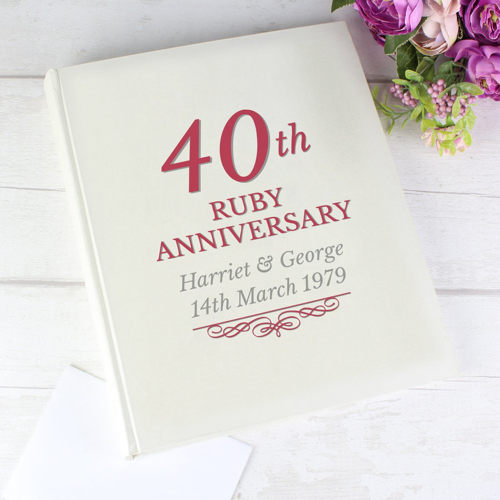 Personalised 40th Ruby Anniversary Traditional Photo Album | Inspired Creative Gifts | UK Supplier