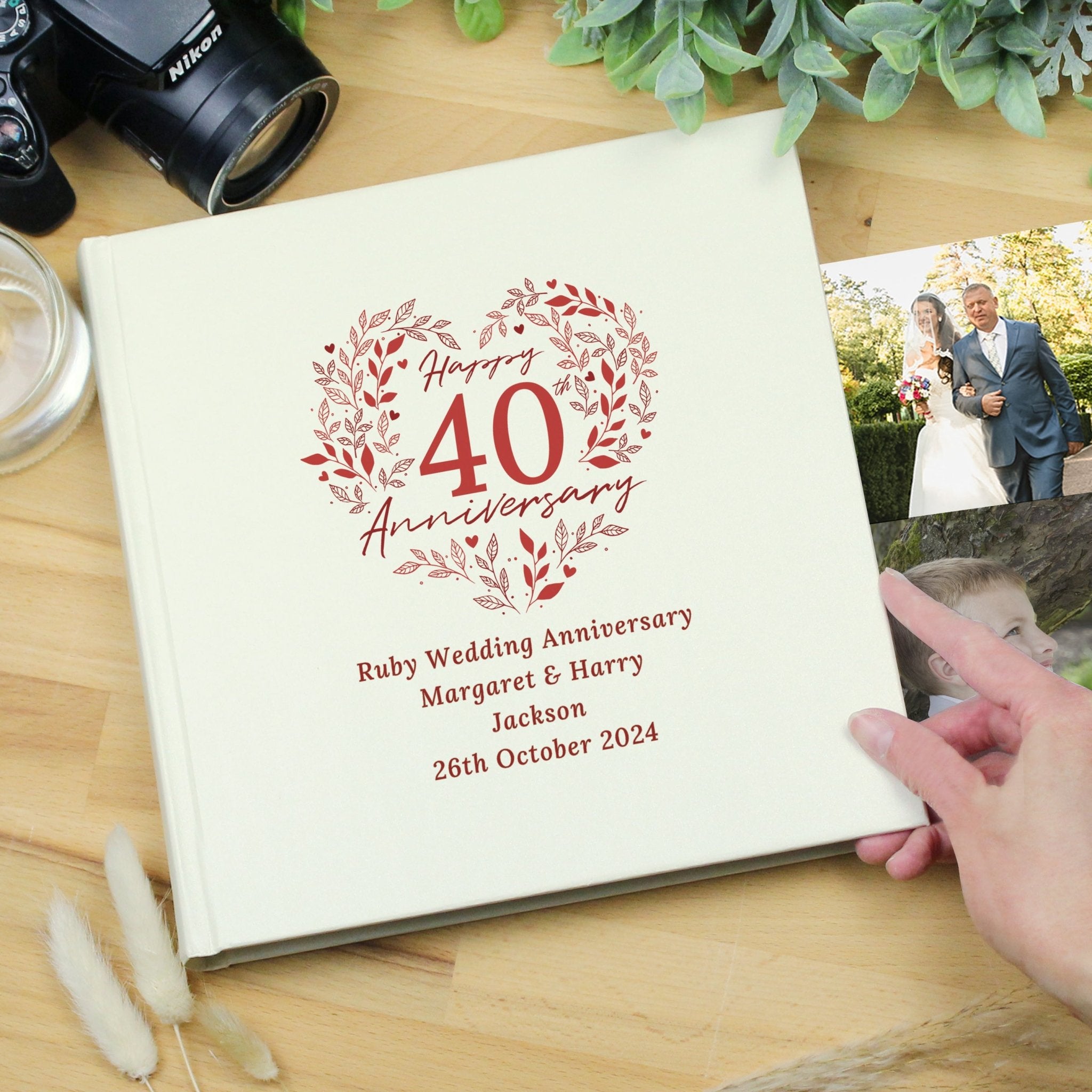 Personalised 40th Ruby Wedding Anniversary Photo Album | Inspired Creative Gifts | UK Supplier