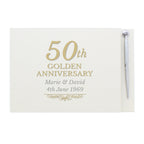 Personalised 50th Golden Anniversary Hardback Guest Book & Pen | Inspired Creative Gifts | UK Supplier