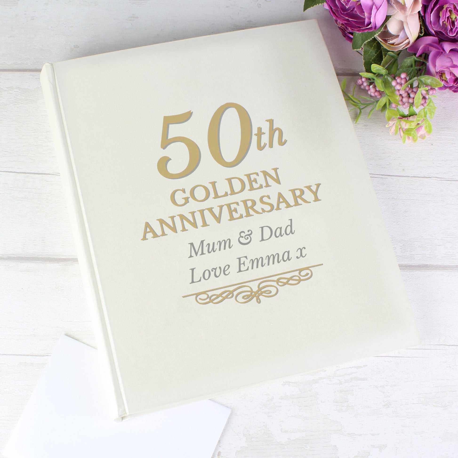 Personalised 50th Golden Anniversary Traditional Photo Album | Inspired Creative Gifts | UK Supplier