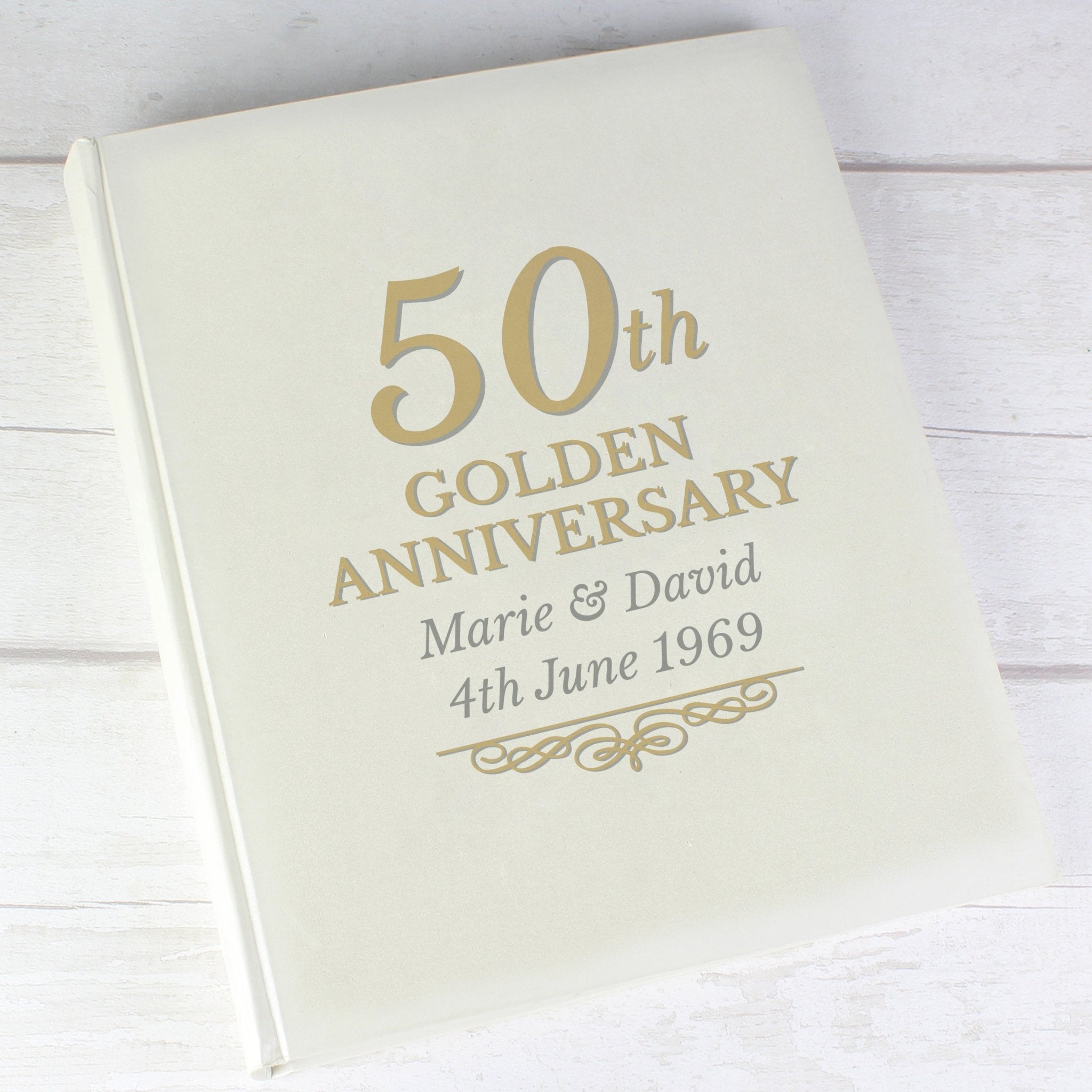 Personalised 50th Golden Anniversary Traditional Photo Album | Inspired Creative Gifts | UK Supplier