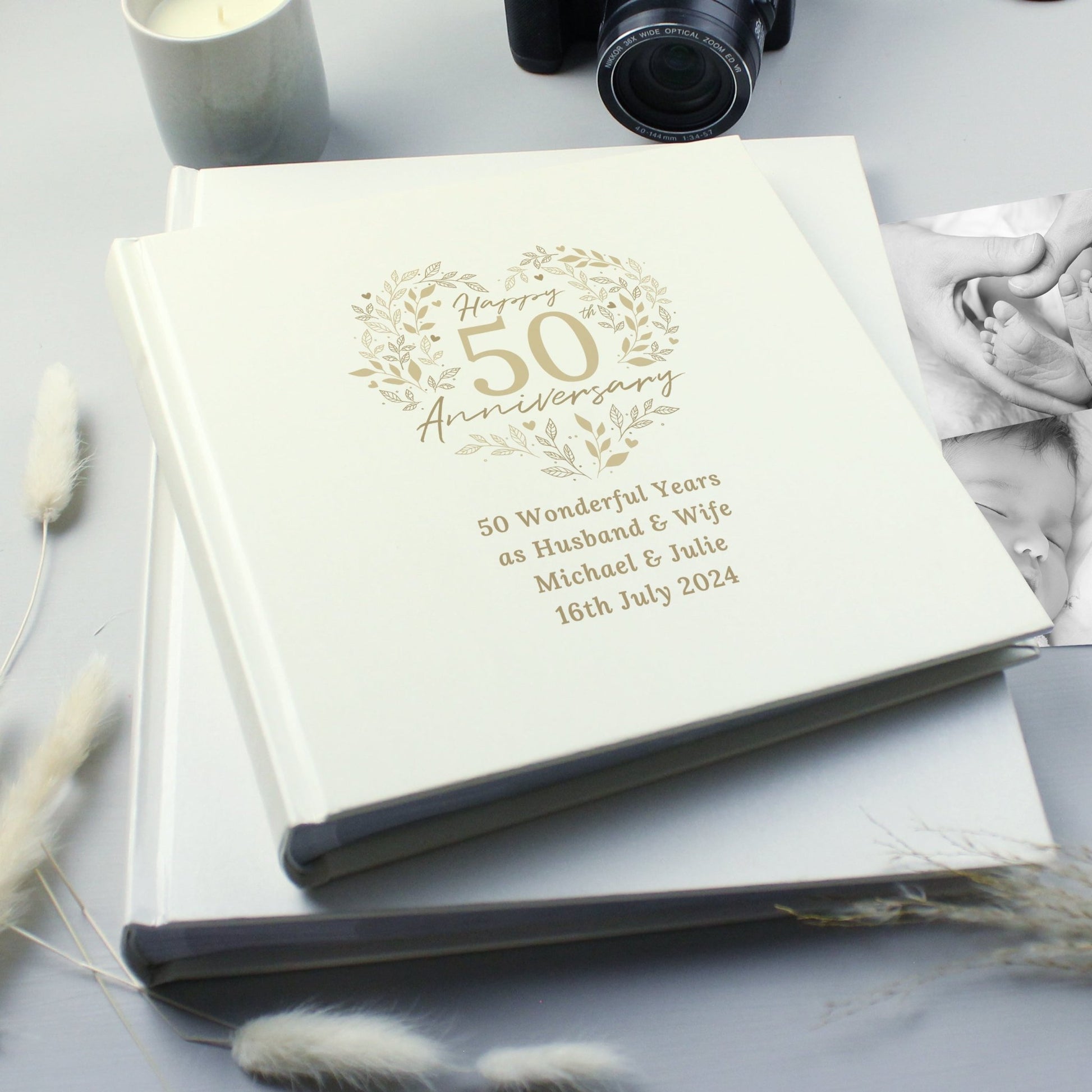 Personalised 50th Golden Wedding Anniversary Photo Album | Inspired Creative Gifts | UK Supplier