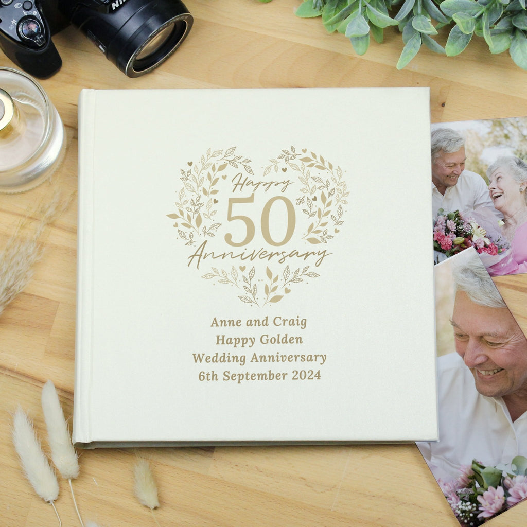 Personalised 50th Golden Wedding Anniversary Photo Album | Inspired Creative Gifts | UK Supplier