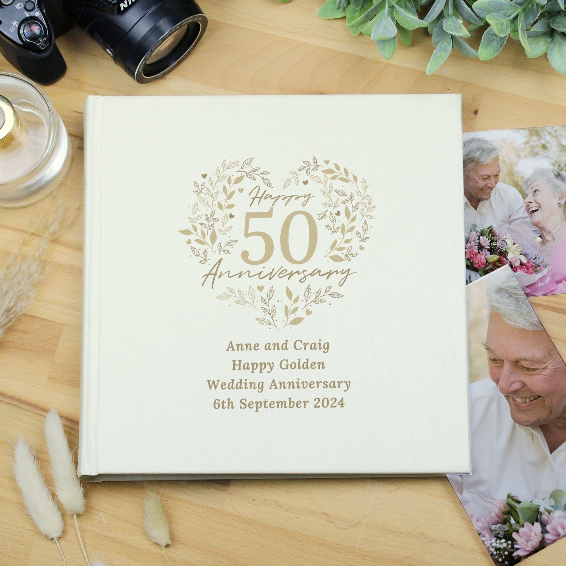 Personalised 50th Golden Wedding Anniversary Photo Album | Inspired Creative Gifts | UK Supplier