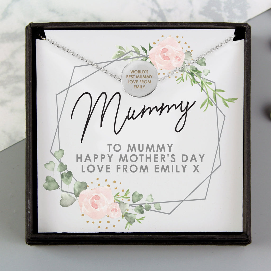 Personalised Abstract Rose Sentiment Silver Tone Necklace and Box | Inspired Creative Gifts | UK Supplier