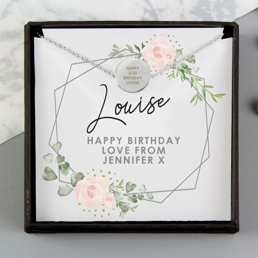Personalised Abstract Rose Sentiment Silver Tone Necklace and Box | Inspired Creative Gifts | UK Supplier