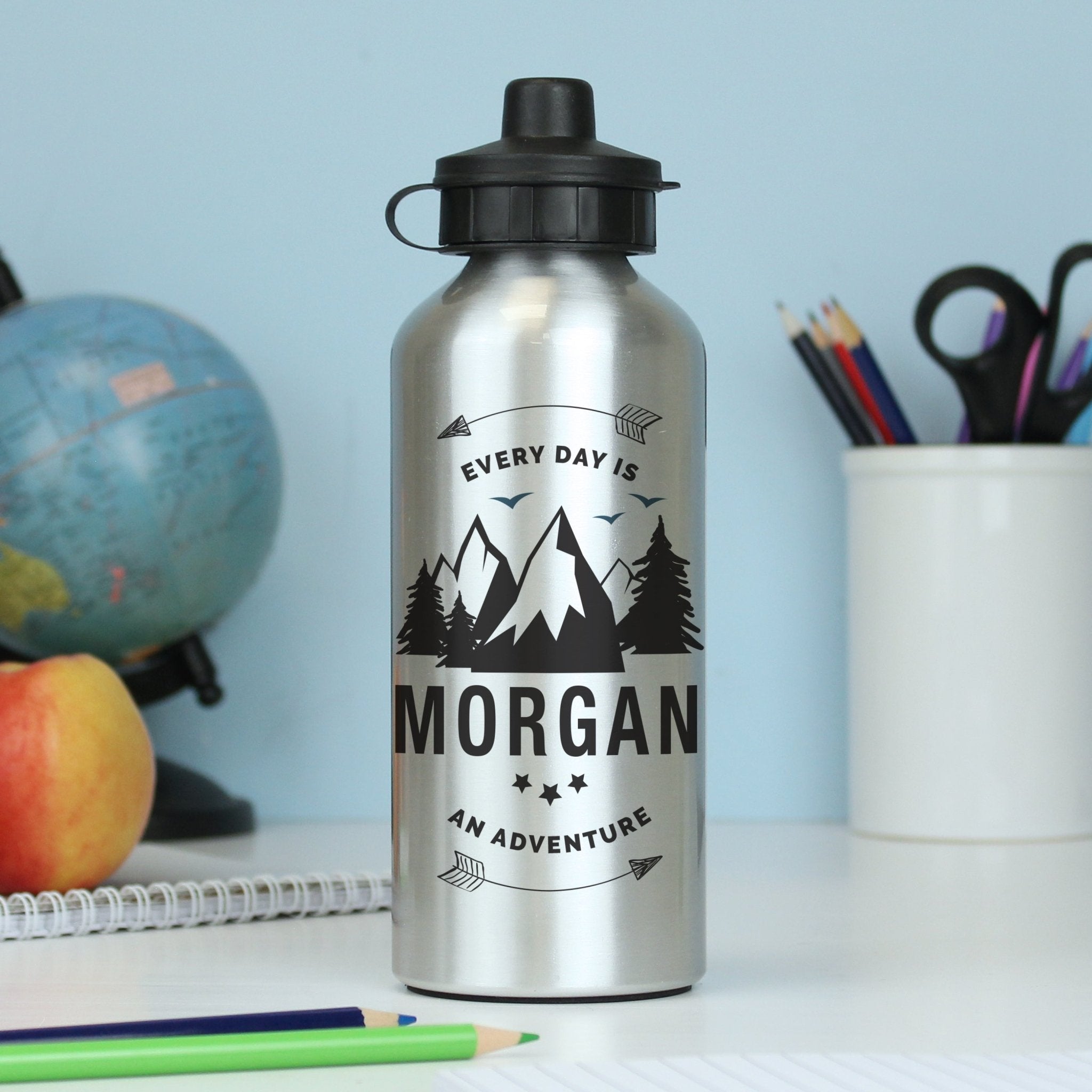 Personalised Adventure Silver Drinks Bottle | Inspired Creative Gifts | UK Supplier