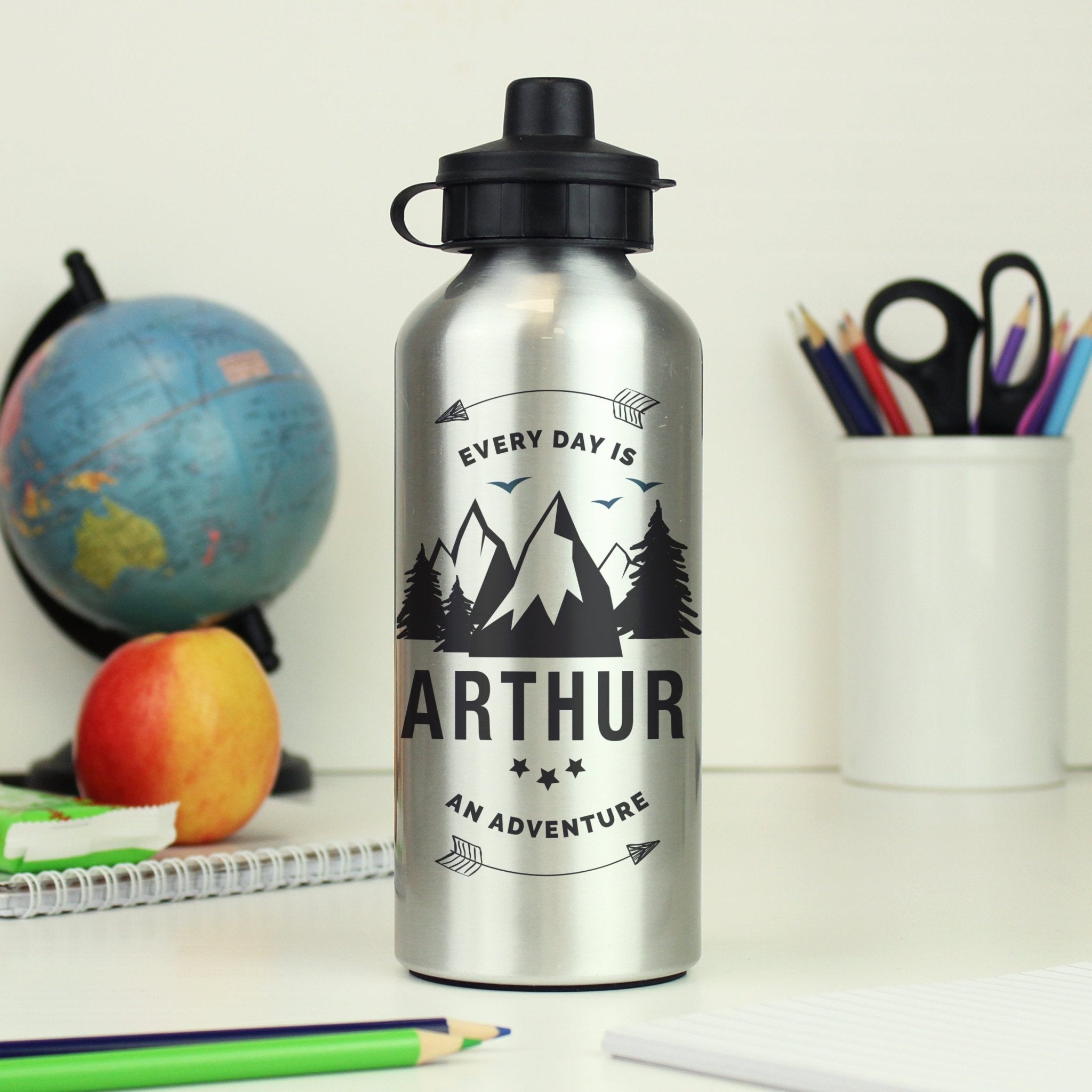 Personalised Adventure Silver Drinks Bottle | Inspired Creative Gifts | UK Supplier