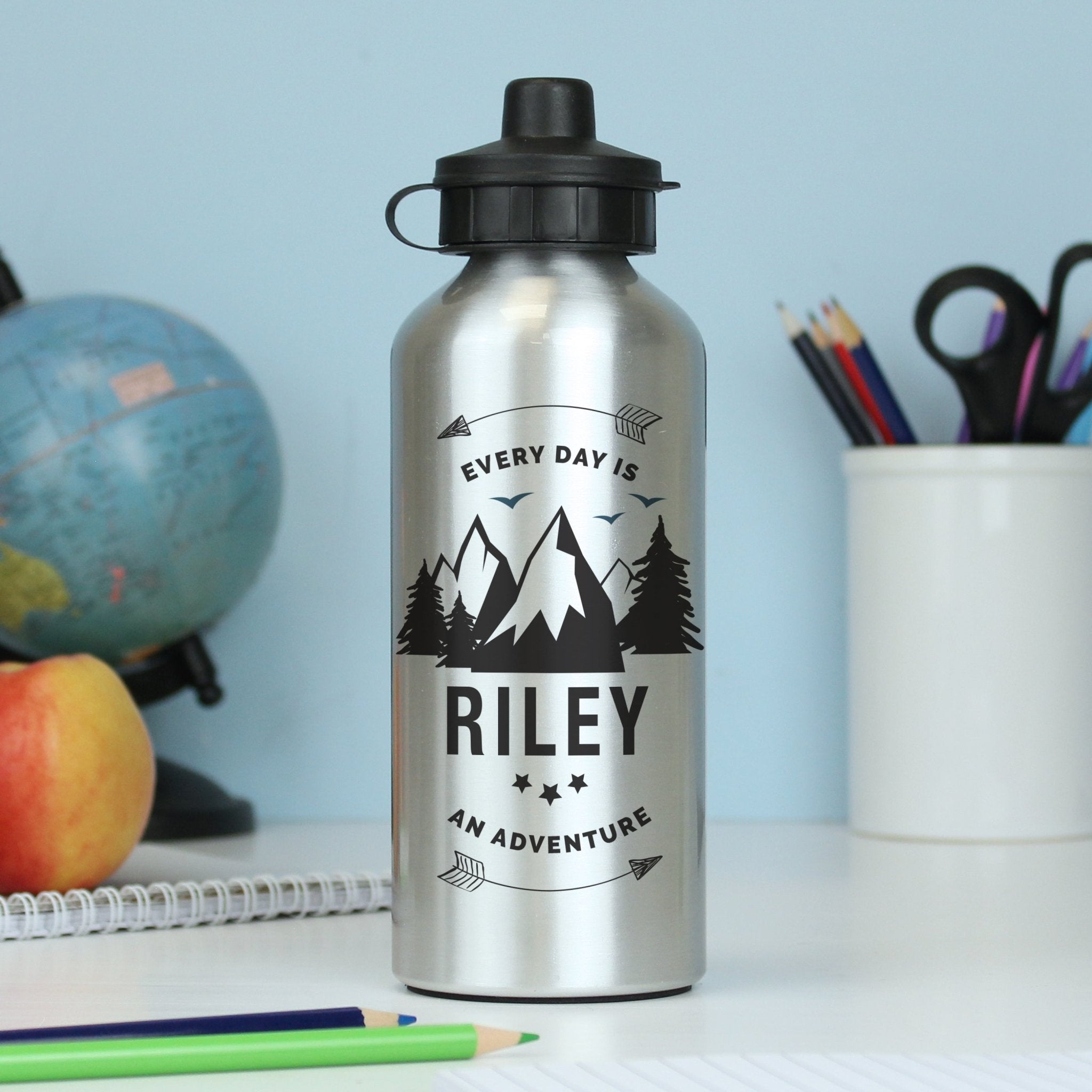 Personalised Adventure Silver Drinks Bottle | Inspired Creative Gifts | UK Supplier