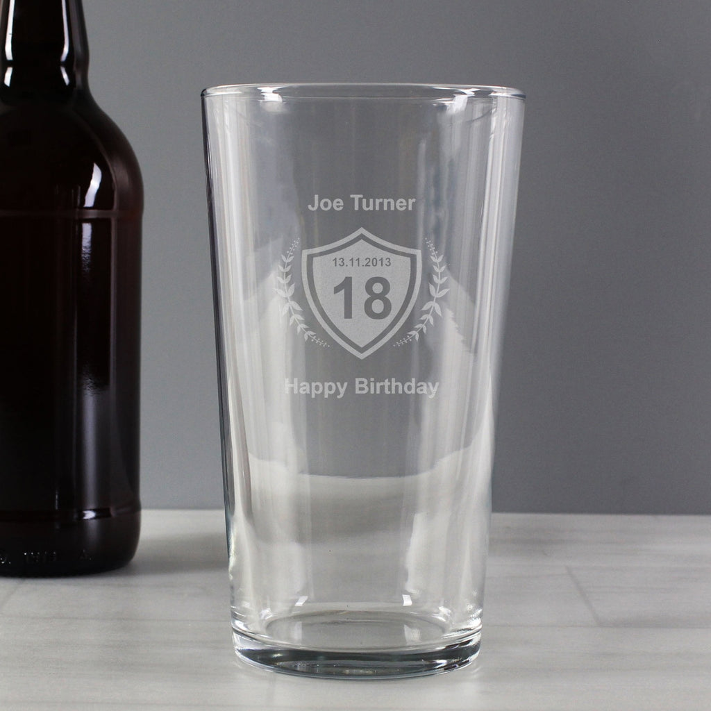 Personalised Age Crest Pint Glass | Inspired Creative Gifts | UK Supplier