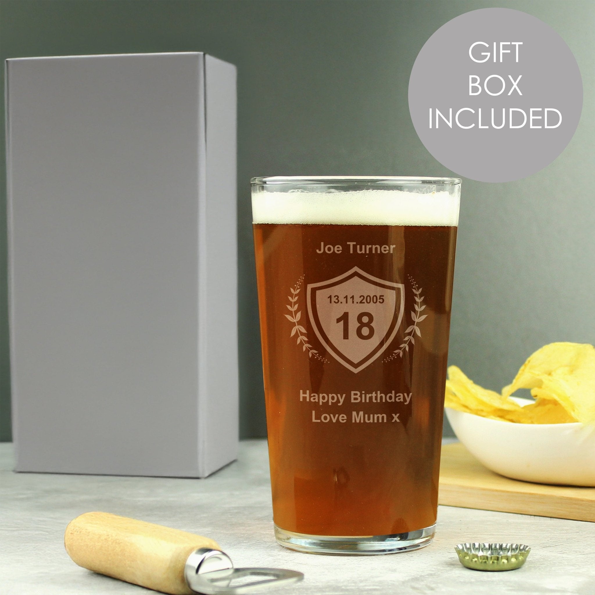 Personalised Age Crest Pint Glass | Inspired Creative Gifts | UK Supplier