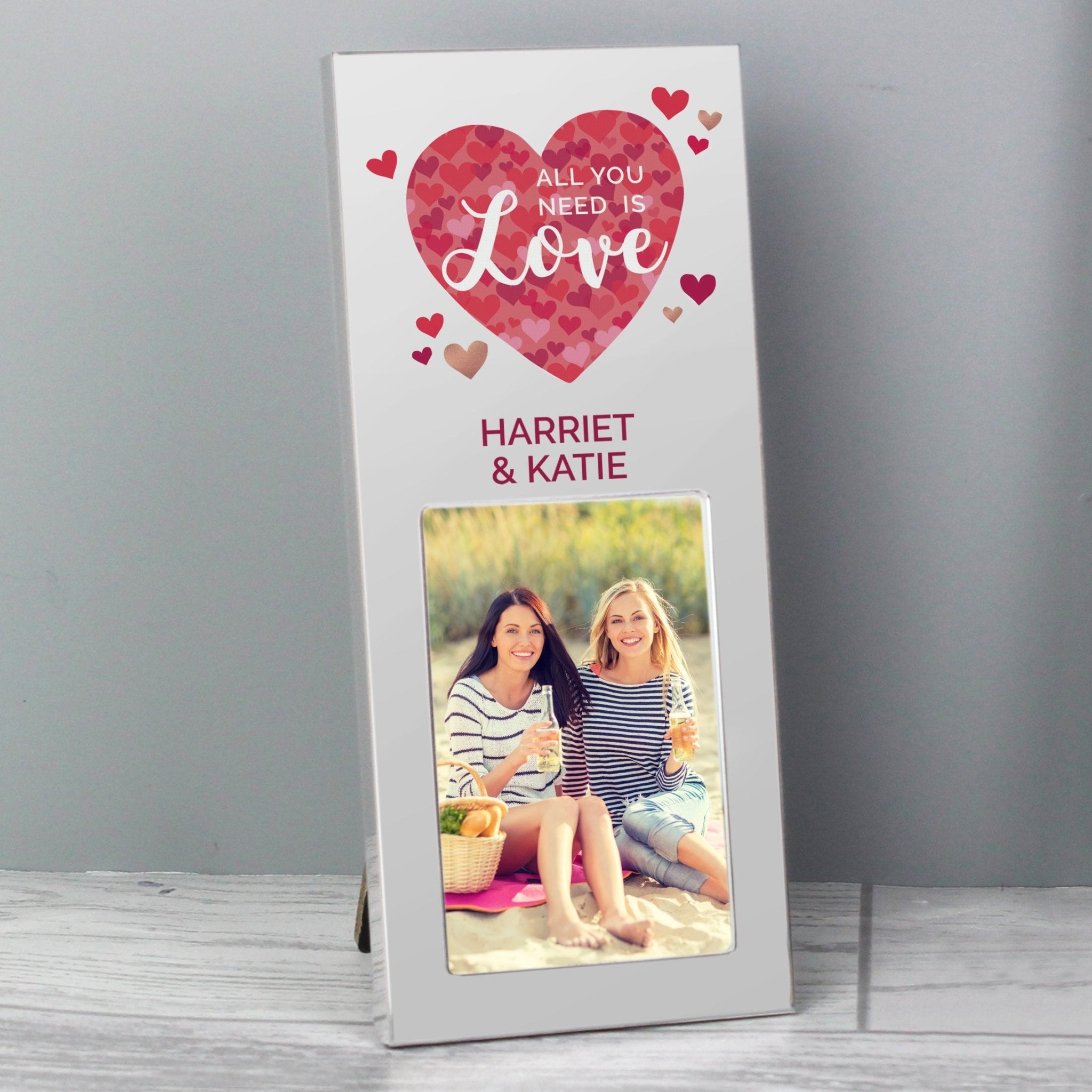 Personalised 'All You Need is Love' Confetti Hearts 2x3 Photo Frame | Inspired Creative Gifts | UK Supplier