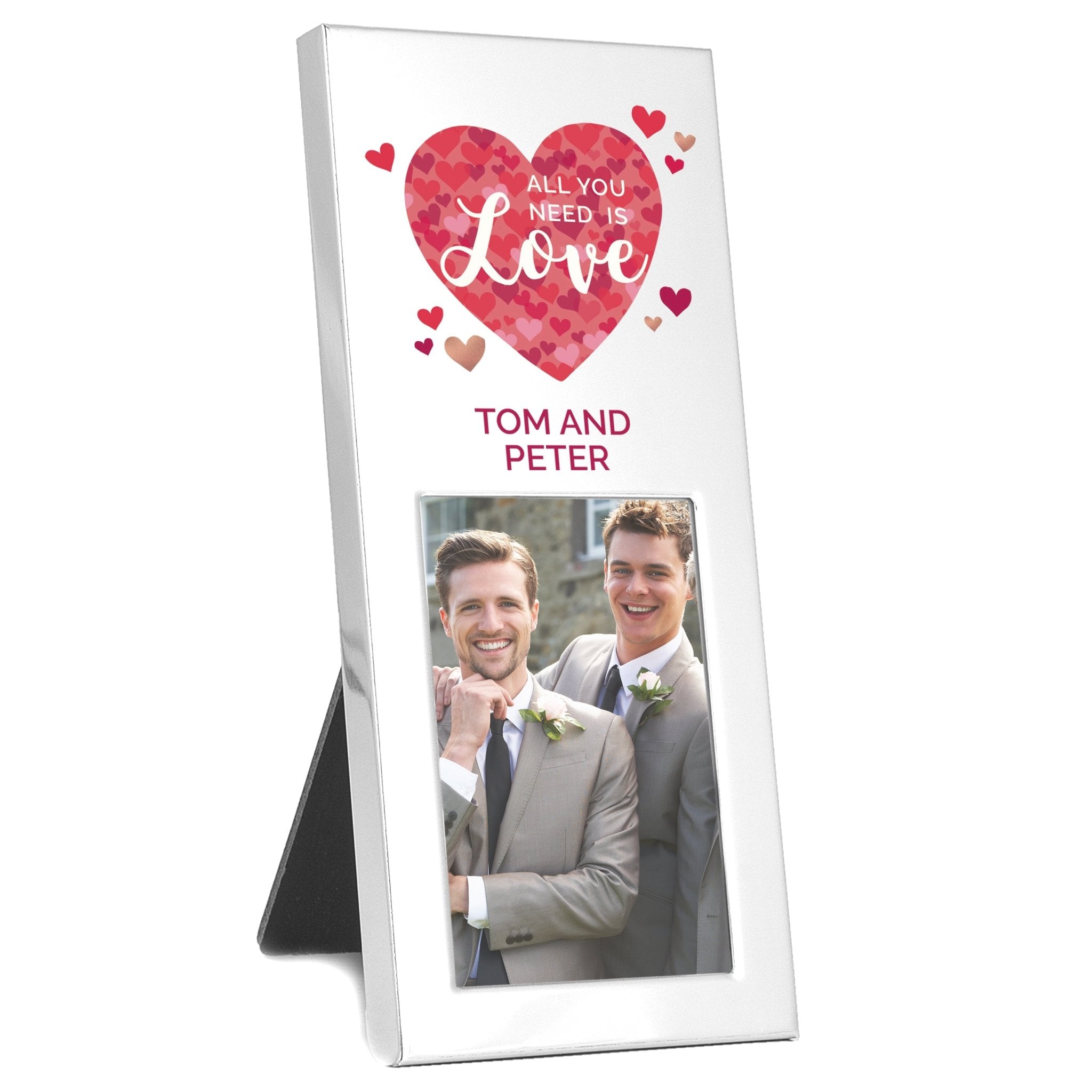 Personalised 'All You Need is Love' Confetti Hearts 2x3 Photo Frame | Inspired Creative Gifts | UK Supplier