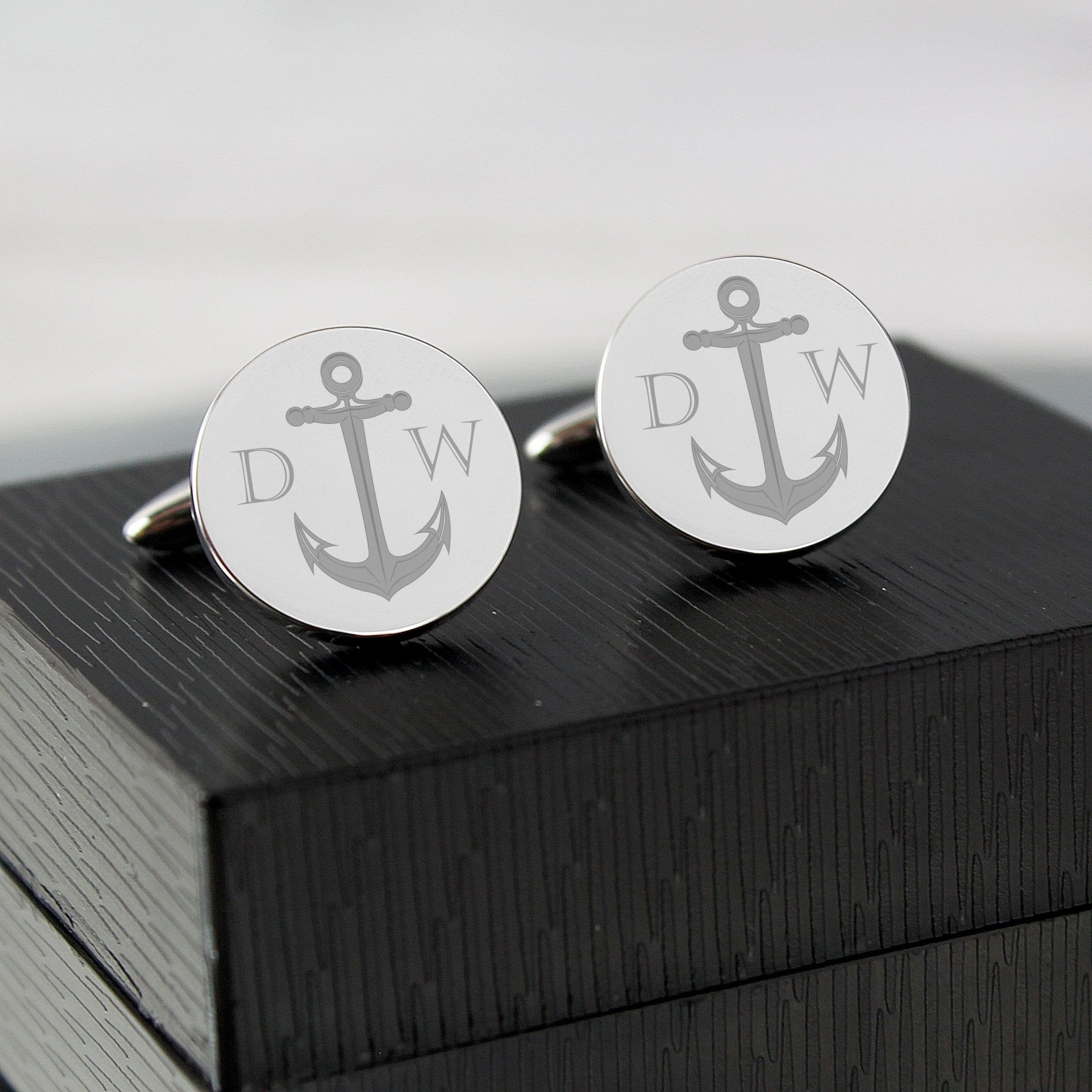 Personalised Anchor Round Cufflinks | Inspired Creative Gifts | UK Supplier