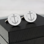 Personalised Anchor Round Cufflinks | Inspired Creative Gifts | UK Supplier