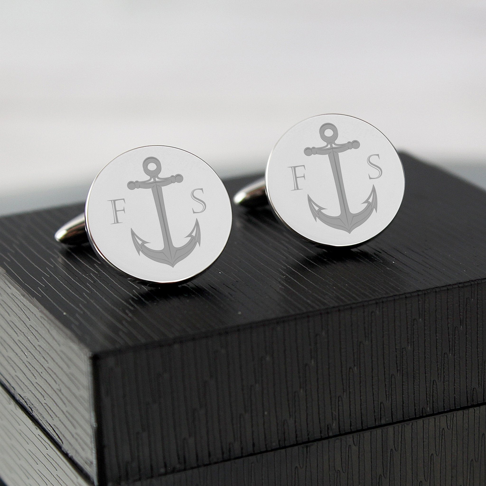 Personalised Anchor Round Cufflinks | Inspired Creative Gifts | UK Supplier