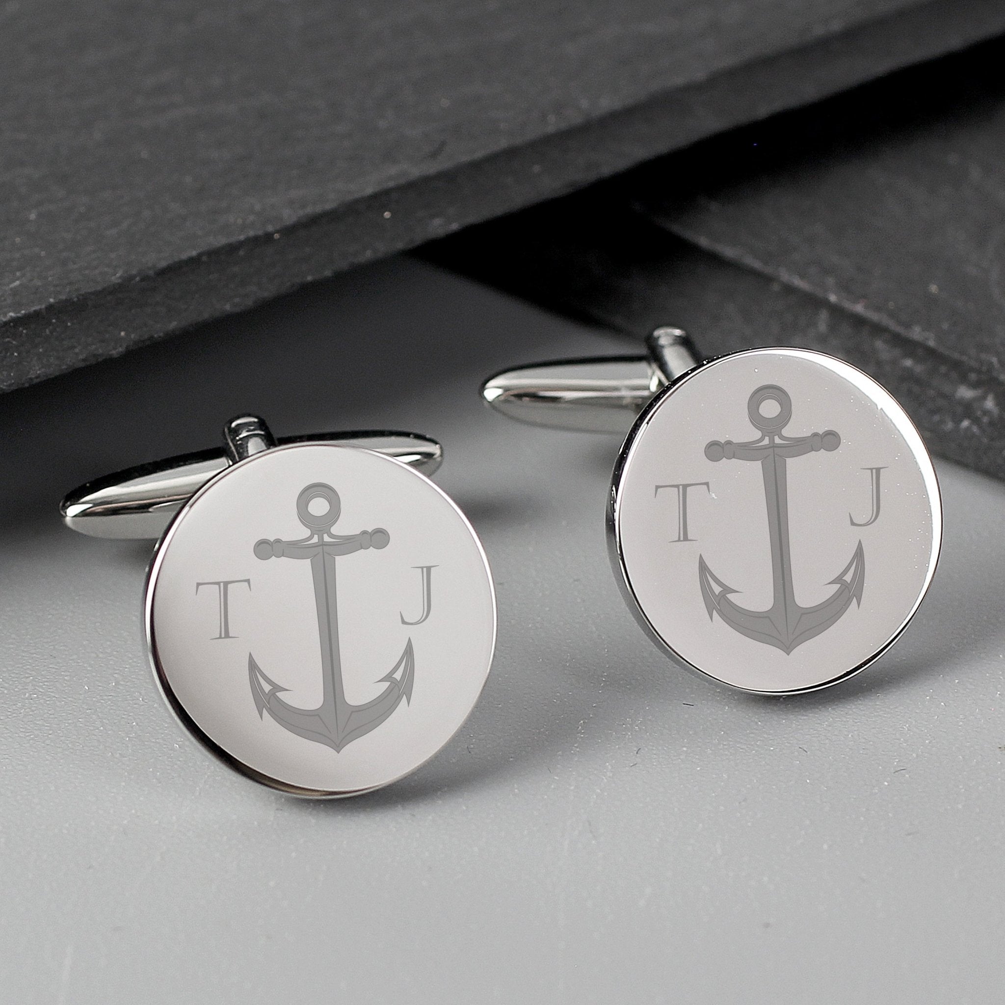 Personalised Anchor Round Cufflinks | Inspired Creative Gifts | UK Supplier