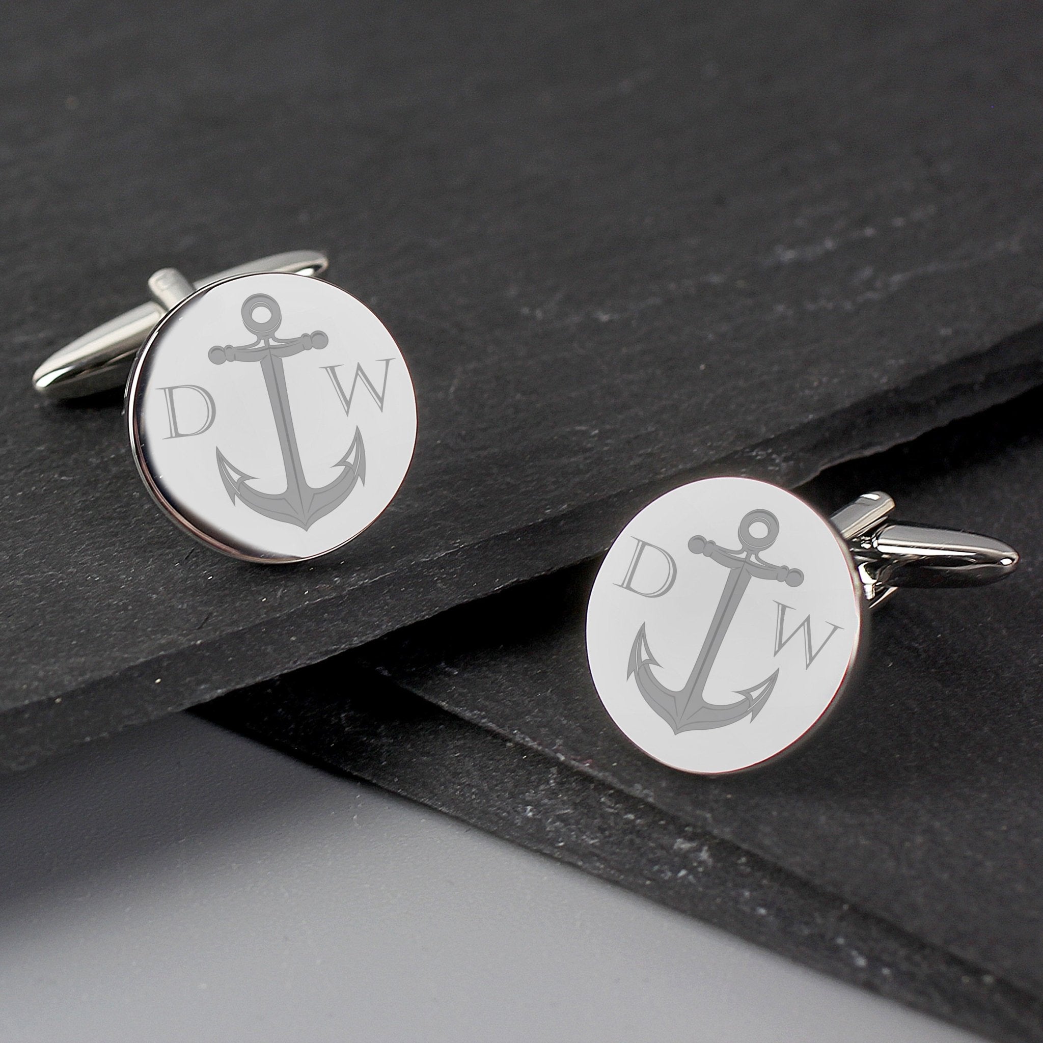 Personalised Anchor Round Cufflinks | Inspired Creative Gifts | UK Supplier