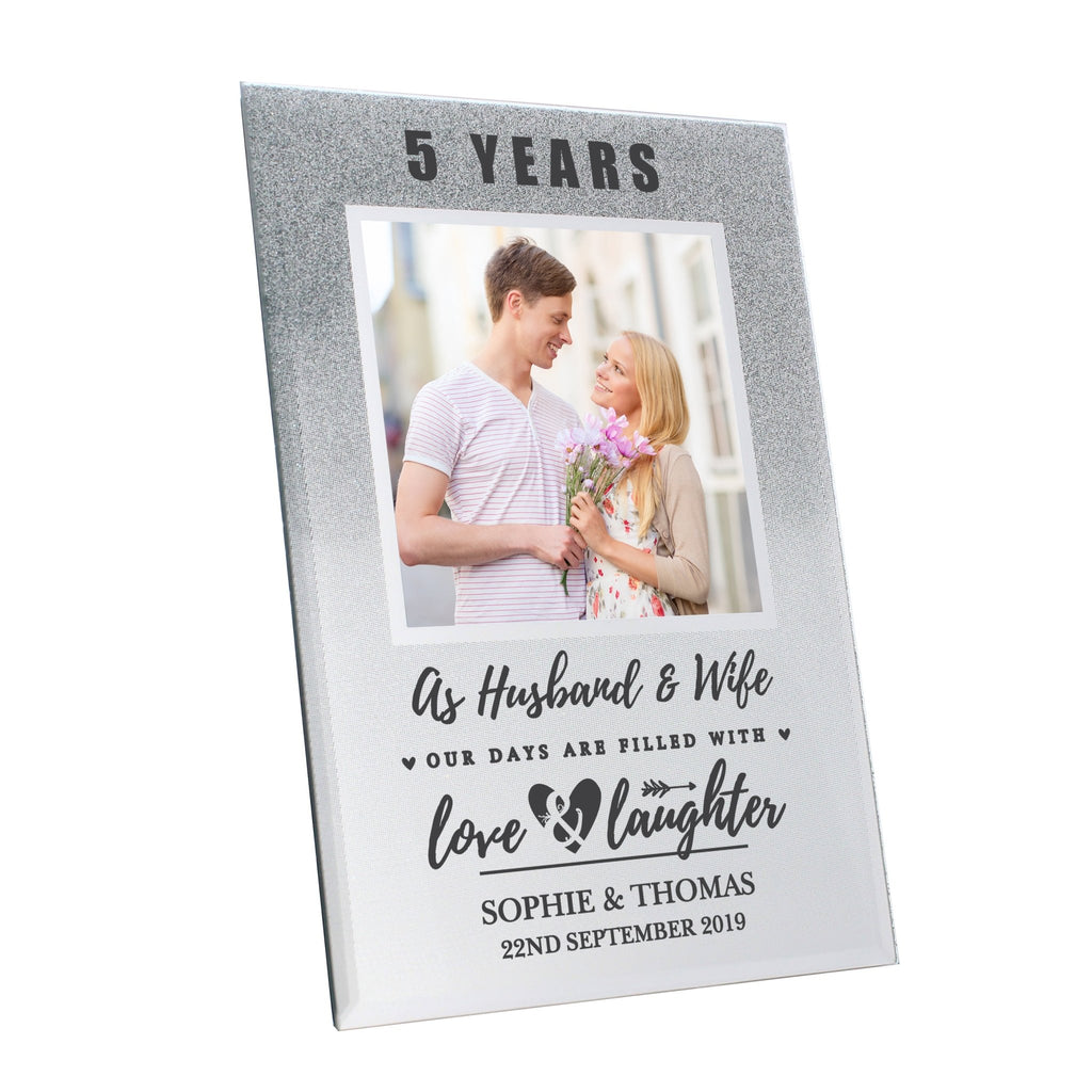 Personalised Anniversary 4x4 Glitter Glass Photo Frame | Inspired Creative Gifts | UK Supplier