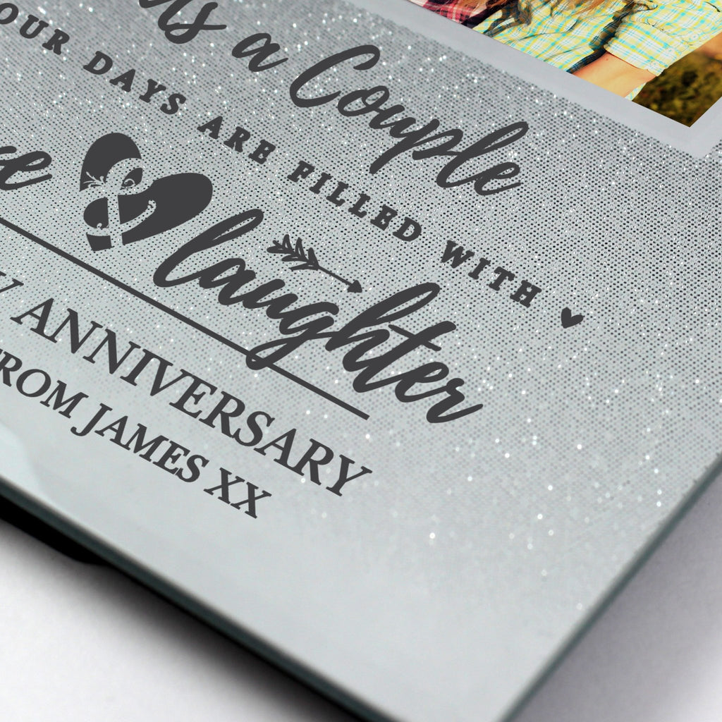 Personalised Anniversary 4x4 Glitter Glass Photo Frame | Inspired Creative Gifts | UK Supplier