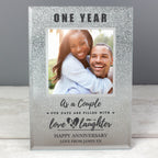 Personalised Anniversary 4x4 Glitter Glass Photo Frame | Inspired Creative Gifts | UK Supplier