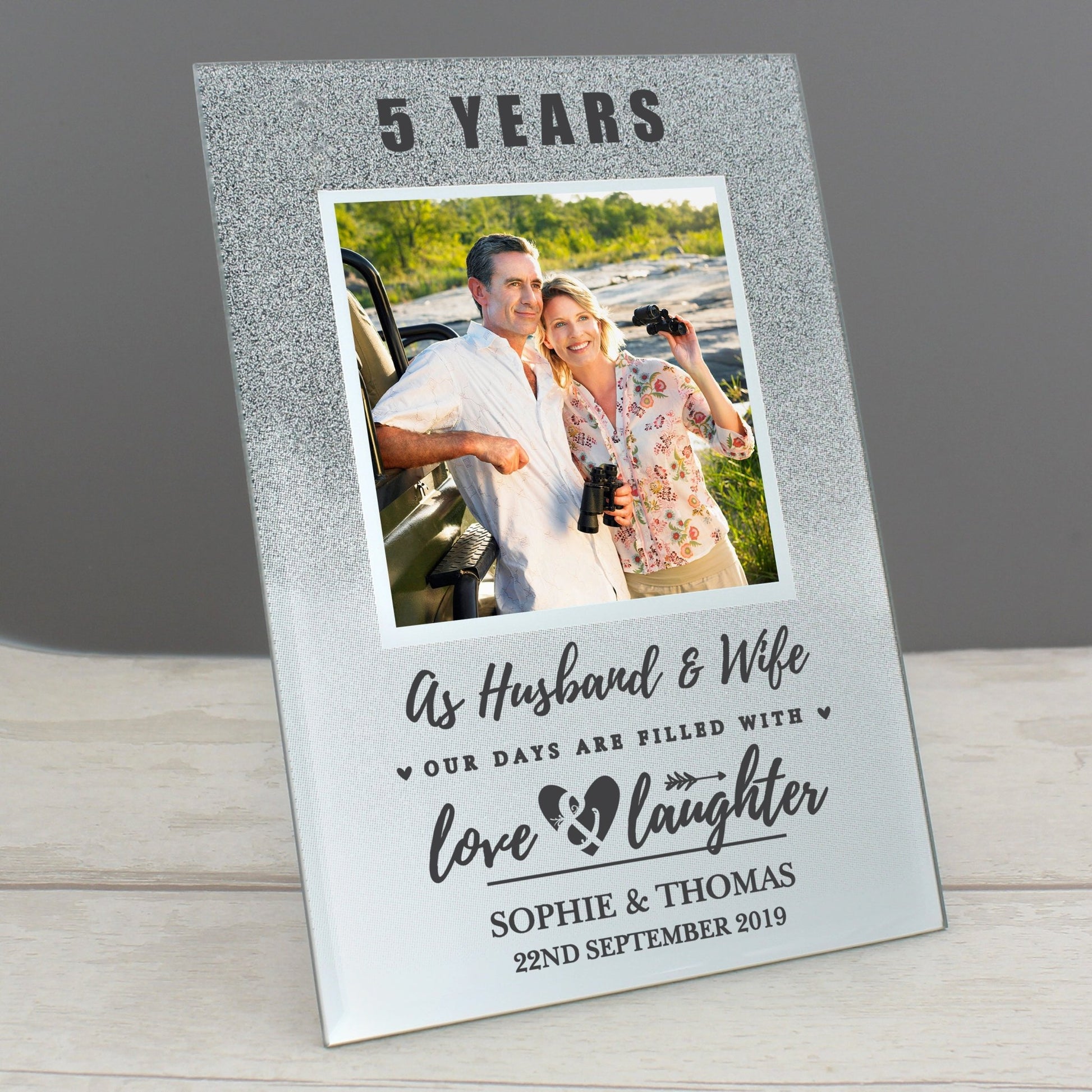 Personalised Anniversary 4x4 Glitter Glass Photo Frame | Inspired Creative Gifts | UK Supplier