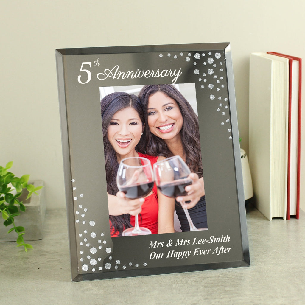Personalised Anniversary 6x4 Diamante Glass Photo Frame | Inspired Creative Gifts | UK Supplier