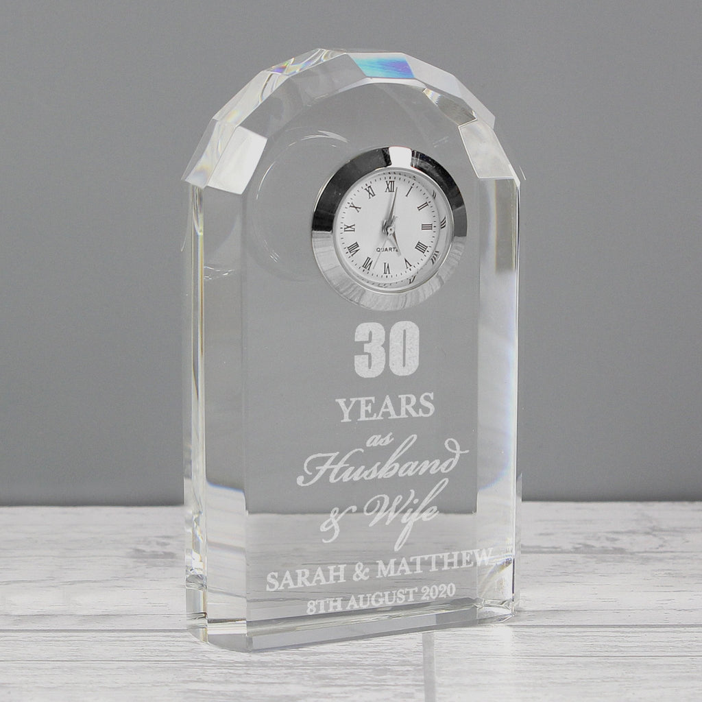 Personalised Anniversary Crystal Clock | Inspired Creative Gifts | UK Supplier