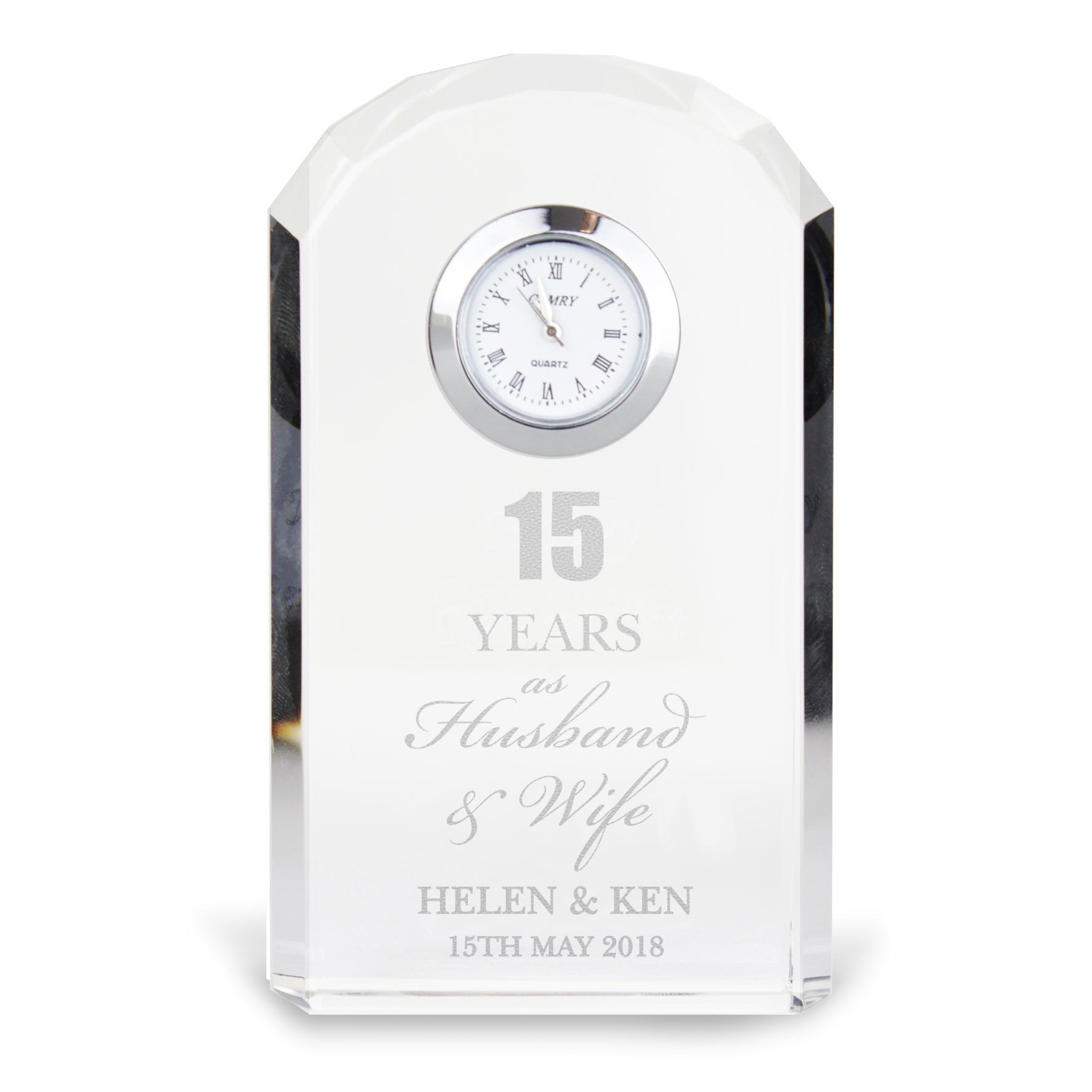 Personalised Anniversary Crystal Clock | Inspired Creative Gifts | UK Supplier