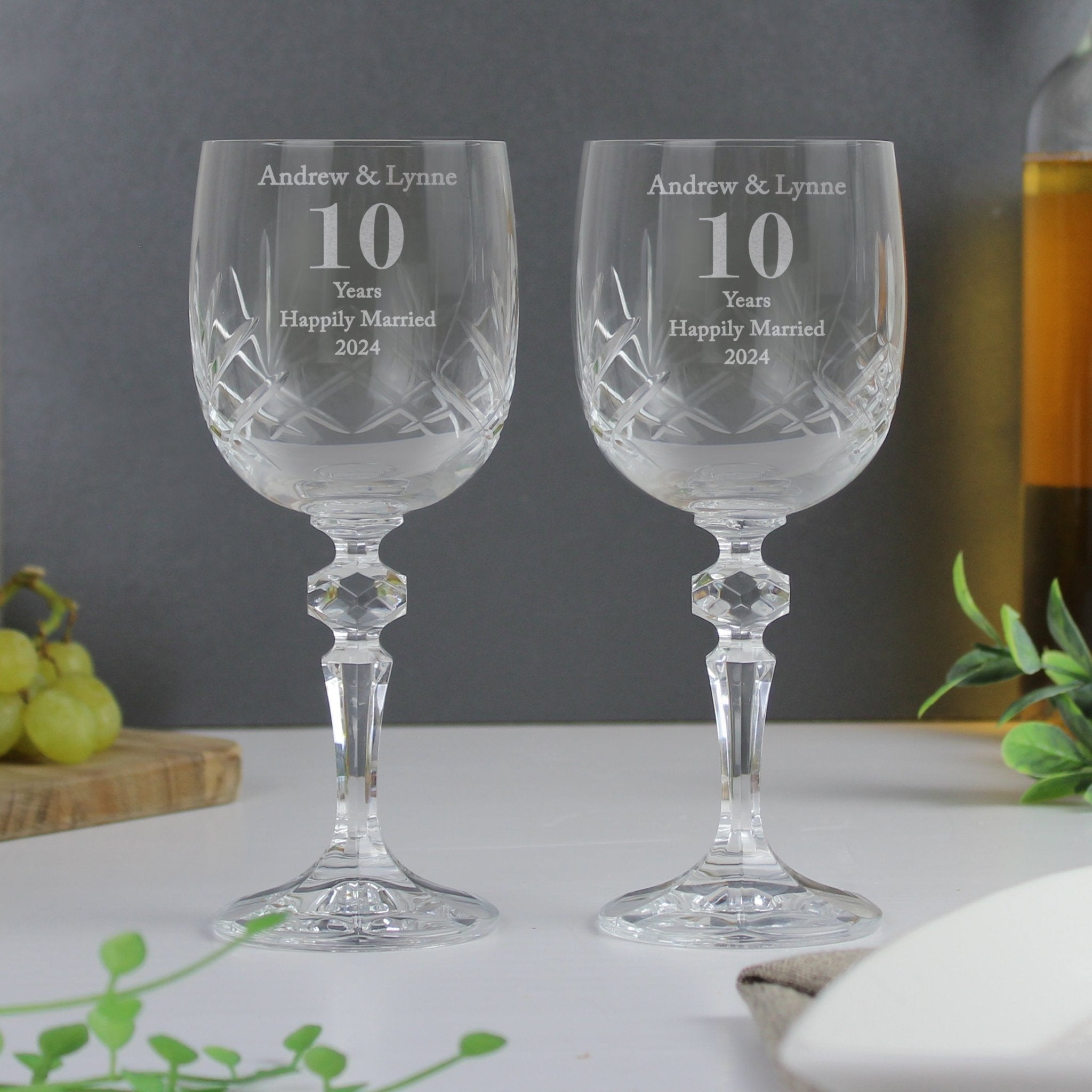 Personalised Anniversary Pair of Crystal Wine Glasses | Inspired Creative Gifts | UK Supplier