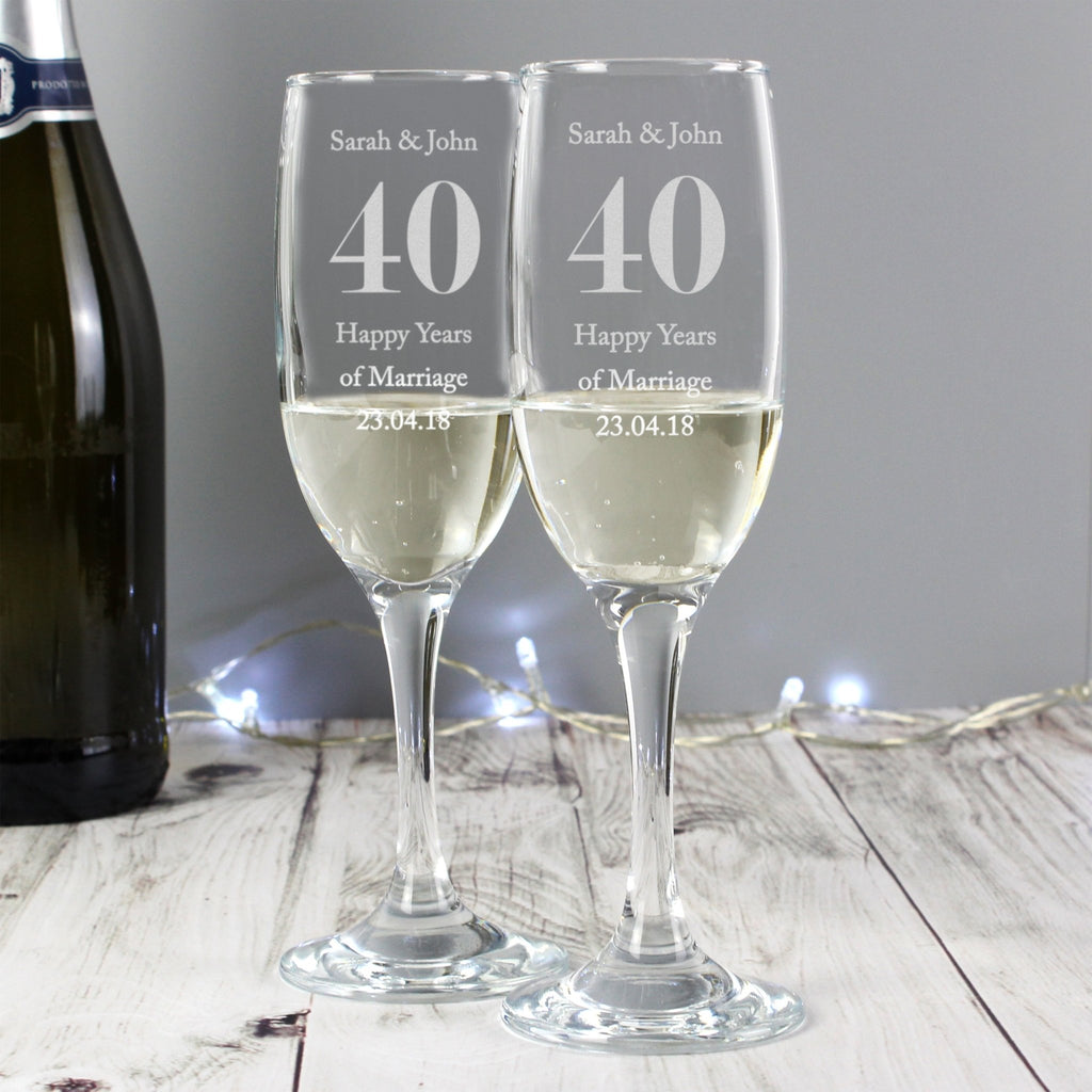 Personalised Anniversary Pair of Flutes | Inspired Creative Gifts | UK Supplier