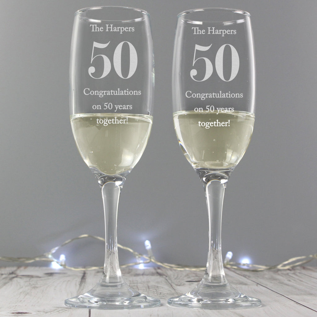 Personalised Anniversary Pair of Flutes | Inspired Creative Gifts | UK Supplier