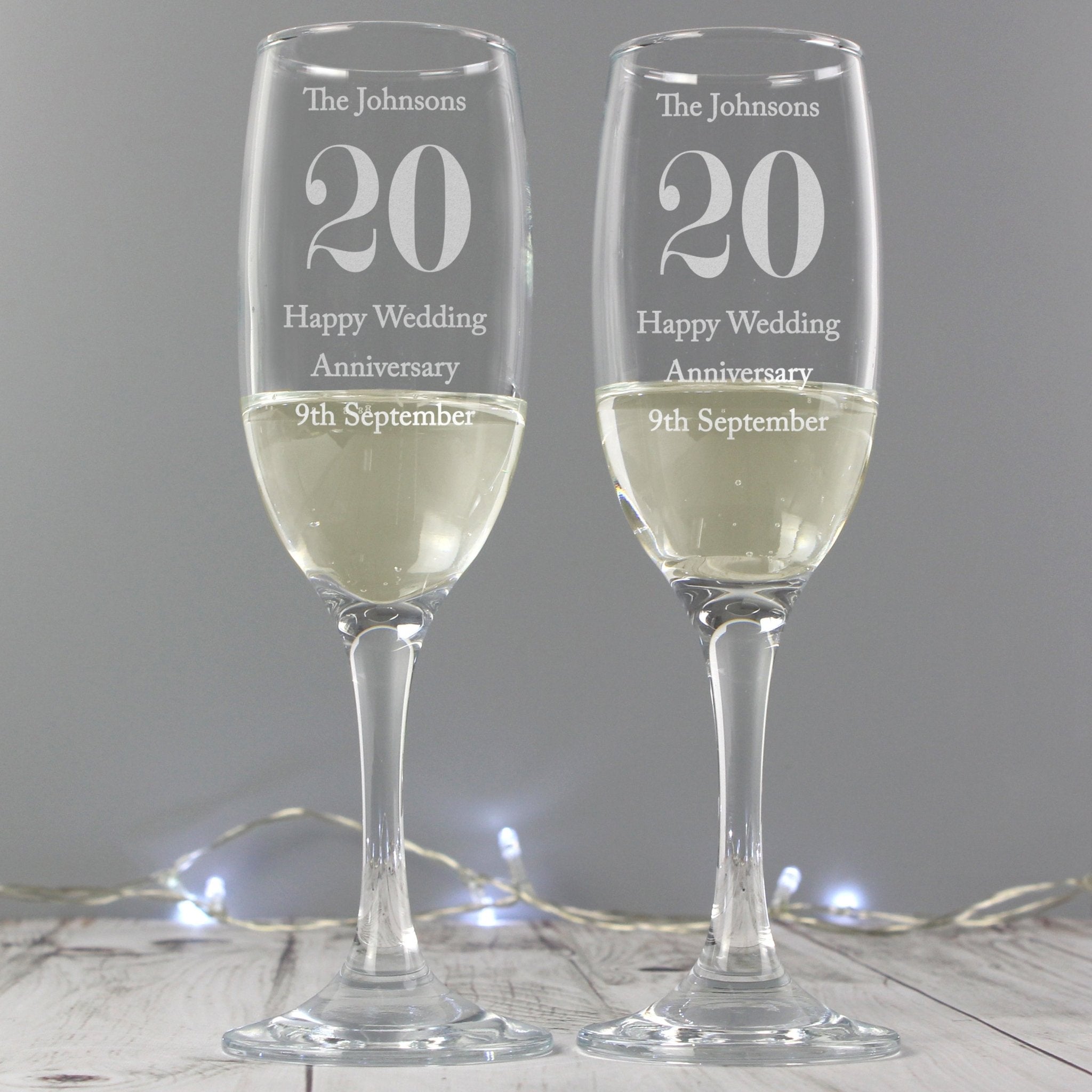 Personalised Anniversary Pair of Flutes | Inspired Creative Gifts | UK Supplier