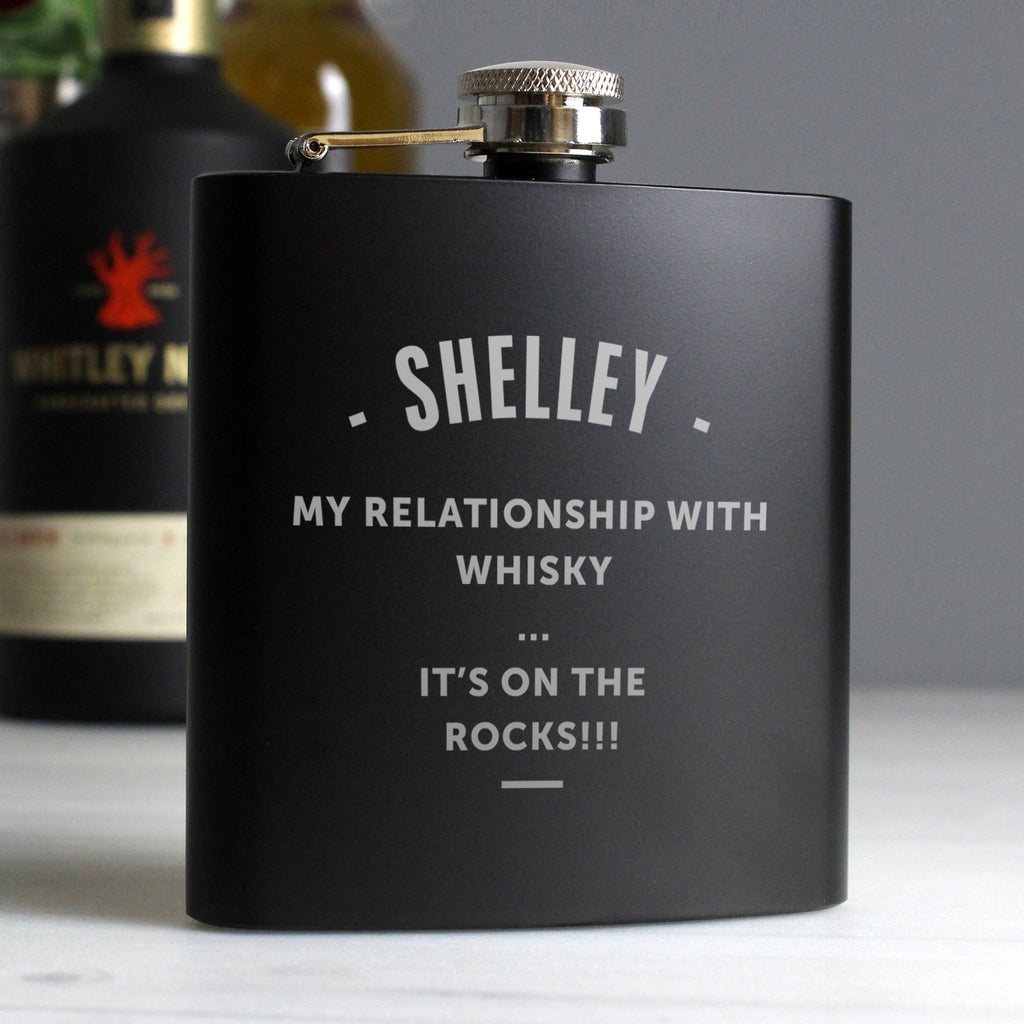 Personalised Any Message Black Hip Flask | Inspired Creative Gifts | UK Supplier