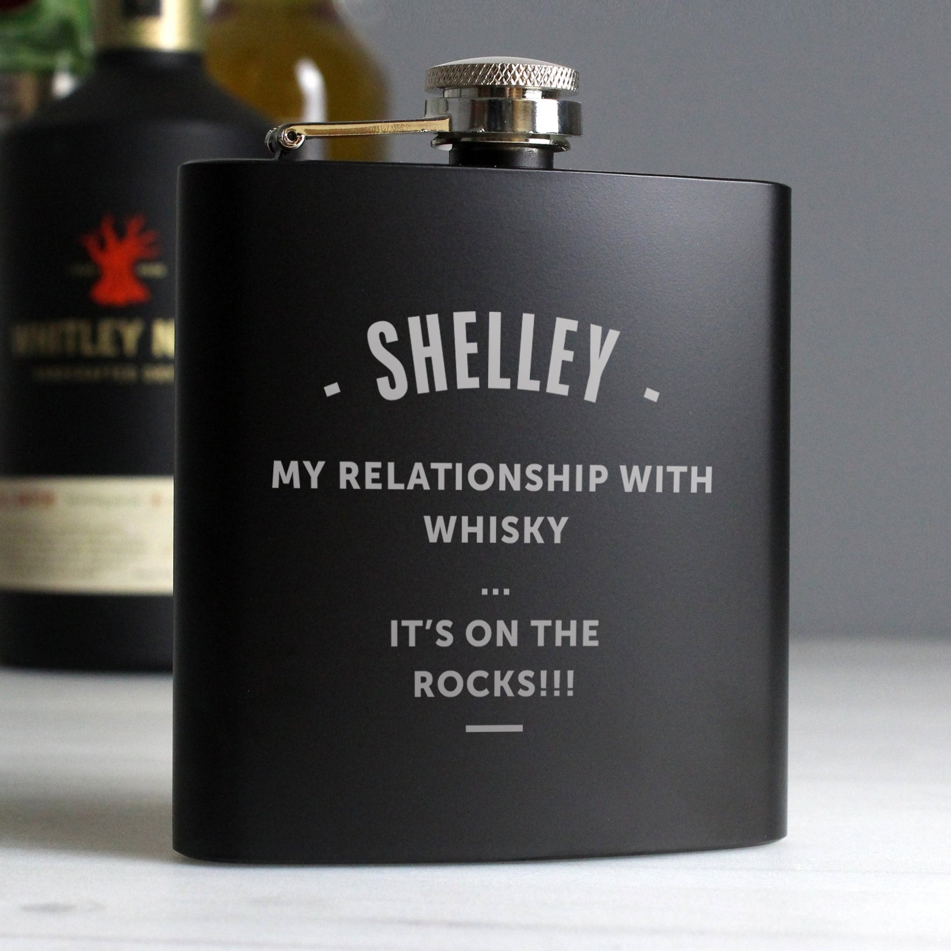 Personalised Any Message Black Hip Flask | Inspired Creative Gifts | UK Supplier