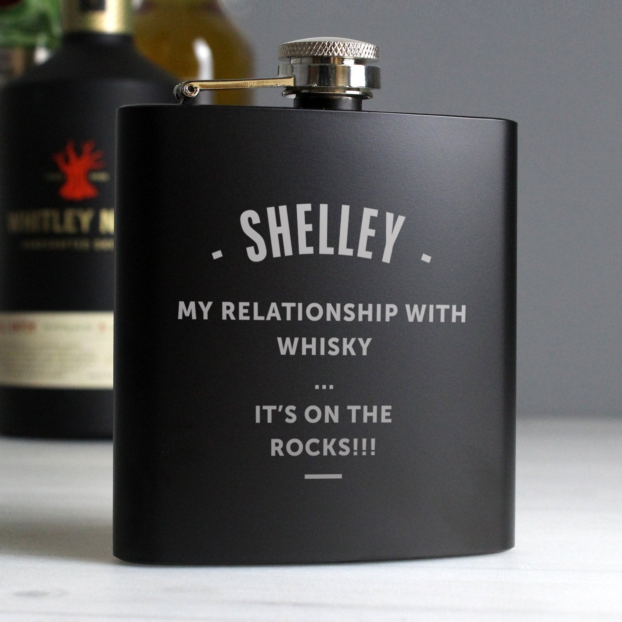Personalised Any Message Black Hip Flask | Inspired Creative Gifts | UK Supplier